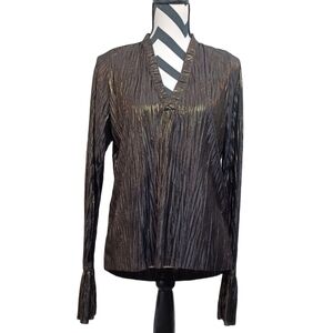 Alexis Metallic Gold Pleated Whimsigoth New Years Sz S Evening Blouse